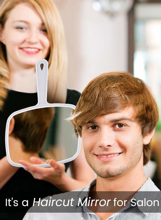 PROTECLE Hand Mirror, Handheld Makeup Mirror with Handle for Barber Hairdressing (Square White 10.3"x7.4") - Image 5