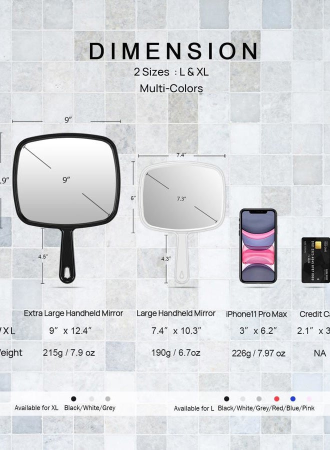 PROTECLE Hand Mirror, Handheld Makeup Mirror with Handle for Barber Hairdressing (Square White 10.3"x7.4") - Image 3