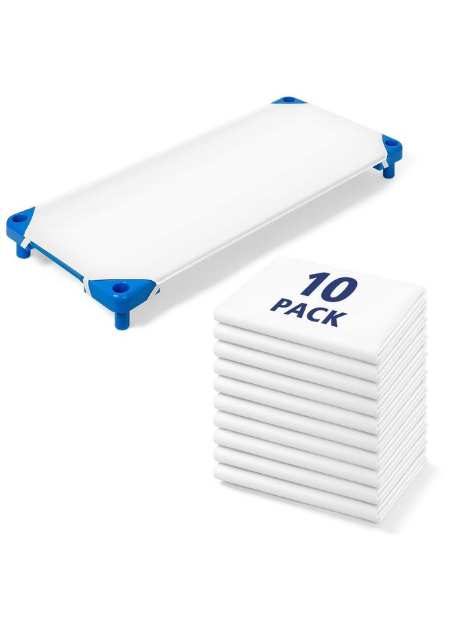 Comfyanno Cot Sheets for Daycare Standard Size - 23" x 51" - 10 Pack Bulk - Daycare Essentials - Soft & Comfortable Brushed Microfiber - Fitted Cot Cover - for Preschool Kids Nap Time - White - Image 1