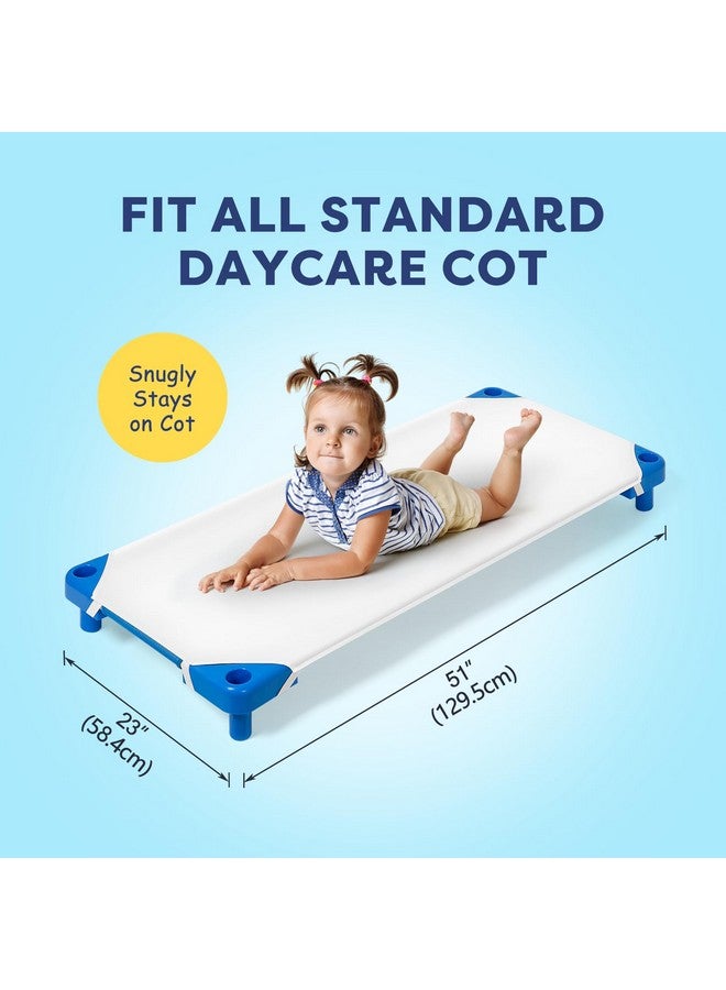 Comfyanno Cot Sheets for Daycare Standard Size - 23" x 51" - 10 Pack Bulk - Daycare Essentials - Soft & Comfortable Brushed Microfiber - Fitted Cot Cover - for Preschool Kids Nap Time - White - Image 2