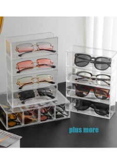 Excefore Acrylic Sunglasses Organizer, Stackable Eyewear Display Tray with 4 Lid Drawer Organizer Rectang Supplies for Bathroom, Dorm, Desk, Countertop, Office (Transparent)  - Image 3