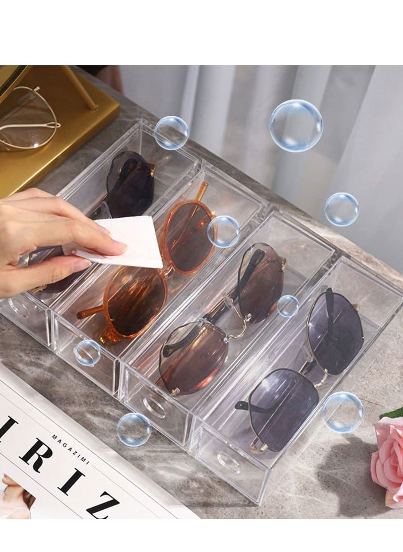 Excefore Acrylic Sunglasses Organizer, Stackable Eyewear Display Tray with 4 Lid Drawer Organizer Rectang Supplies for Bathroom, Dorm, Desk, Countertop, Office (Transparent)  - Image 5