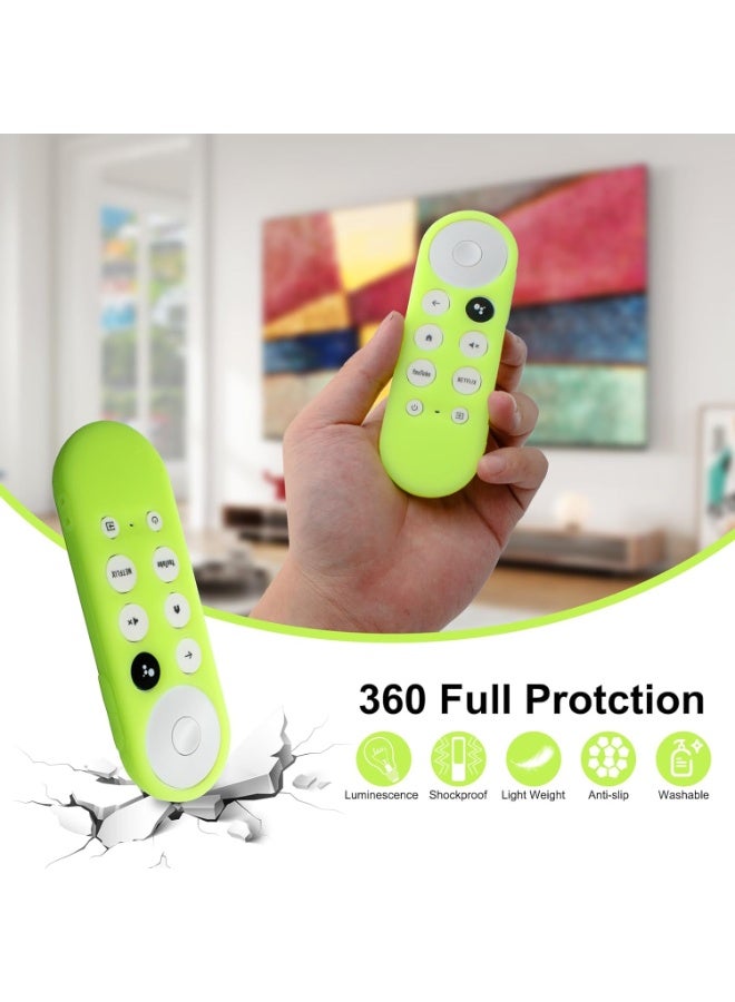 KENSUO 2 Pack Remote Cover Compatible with 2020 Chromecast with Google TV Voice Remote, Anti Slip Silicone Case Cover (Glow Green + Glow Blue)  - Image 5