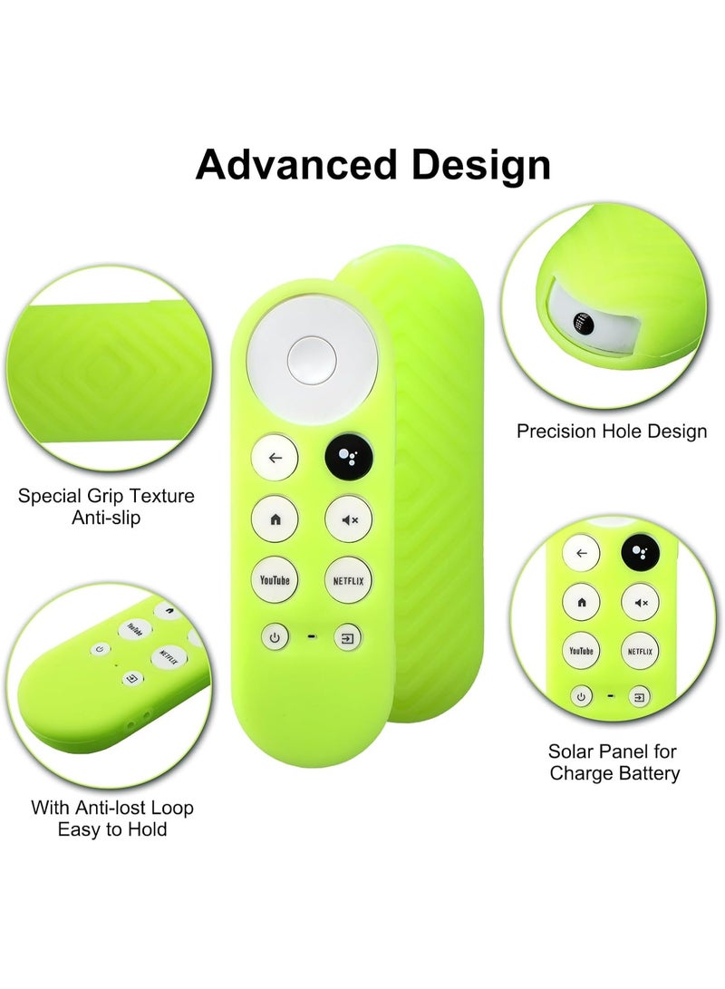 KENSUO 2 Pack Remote Cover Compatible with 2020 Chromecast with Google TV Voice Remote, Anti Slip Silicone Case Cover (Glow Green + Glow Blue)  - Image 2