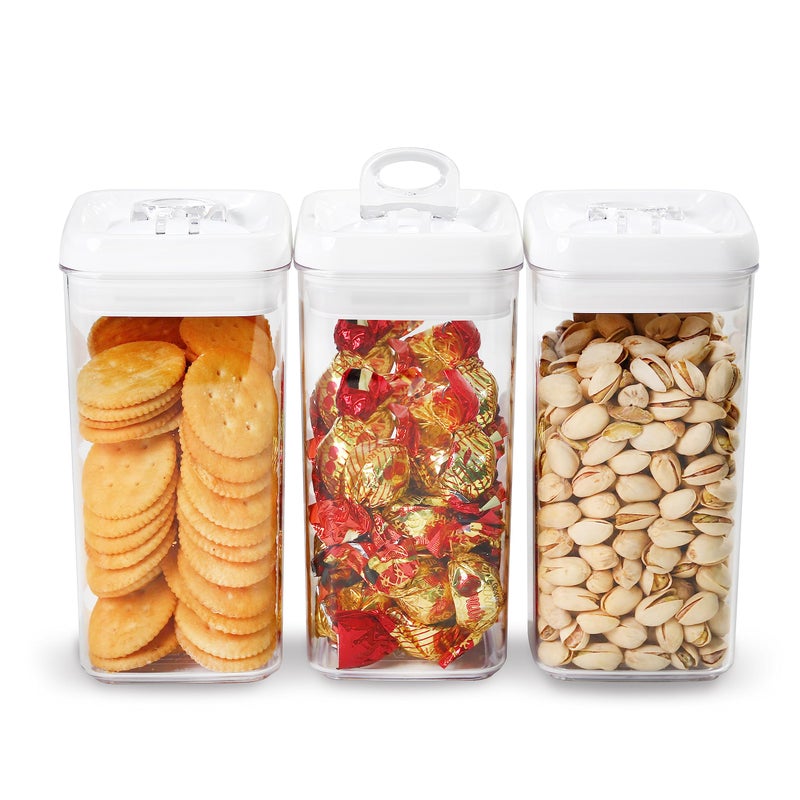 Felli Flip Tite Food Storage Container with Lid Airtight 4 Ring Seal Flip Top Stackable Acrylic Canister Jar for Pantry Kitchen Counter Snack Coffee Bean Granola Pet Treats Cracker Holder 12 L
