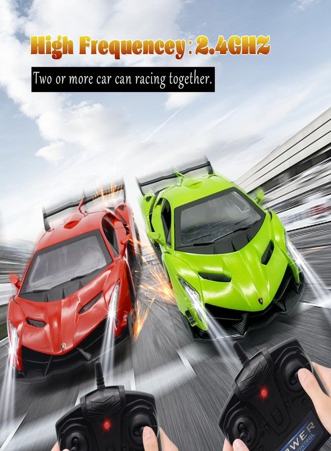 QUN FENG Lamborghini Remote Control Car 1:24 Scale Lambo Toy Car Officially Licensed Rc Cars with Light 2.4Ghz Model Car for Boys 4-7 Girls Birthday Gift, Green - Image 2