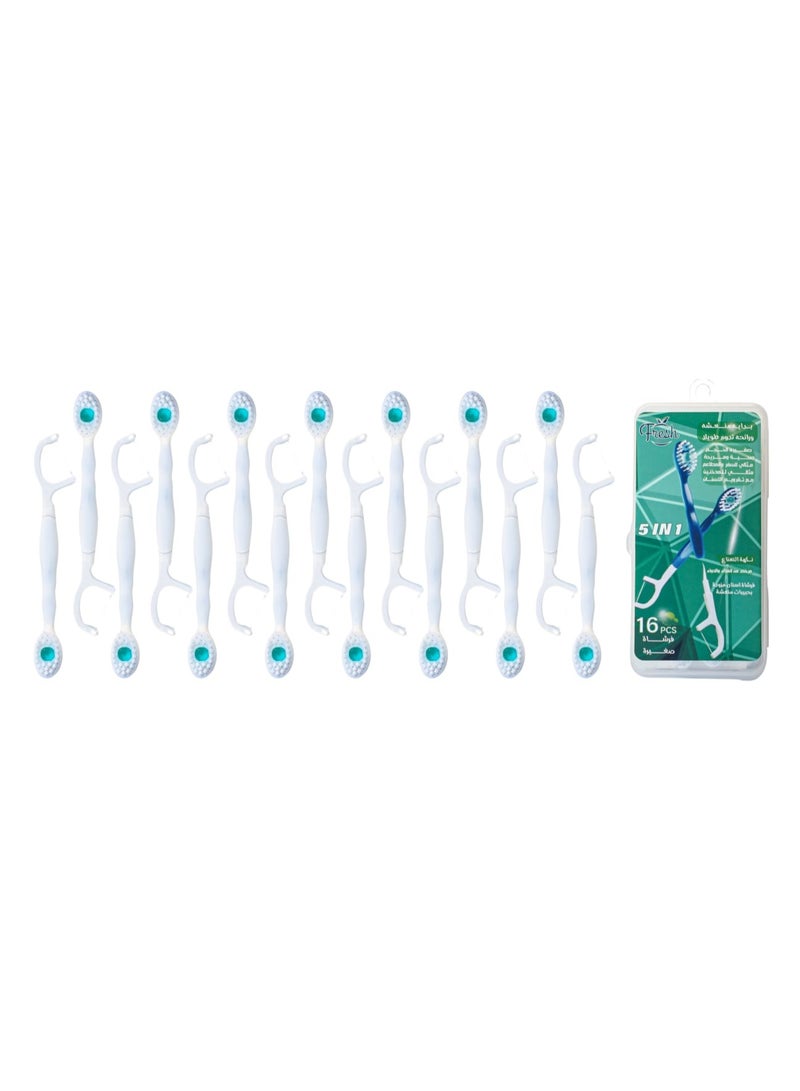 Fresh 16Pcs Mint Disposable Toothbrushes with Toothpaste and Pick for Work or Travel, Mini Travel Toothbrushes - Image 2