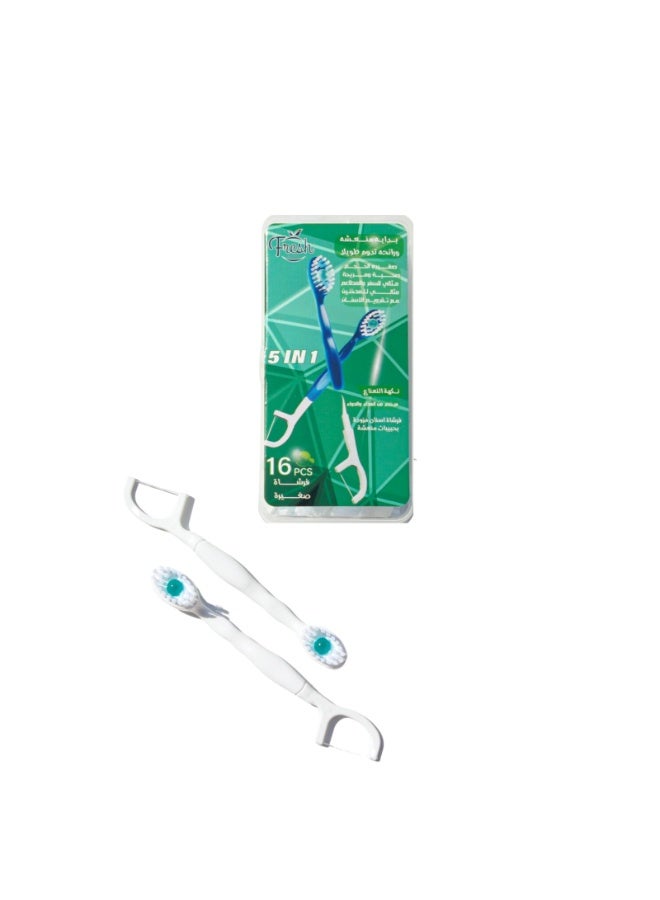Fresh 16Pcs Mint Disposable Toothbrushes with Toothpaste and Pick for Work or Travel, Mini Travel Toothbrushes - Image 1