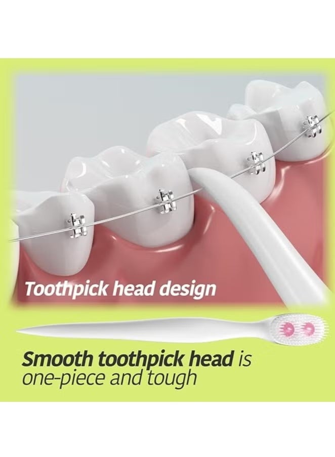 Fresh 16Pcs Mint Disposable Toothbrushes with Toothpaste and Pick for Work or Travel, Mini Travel Toothbrushes - Image 3