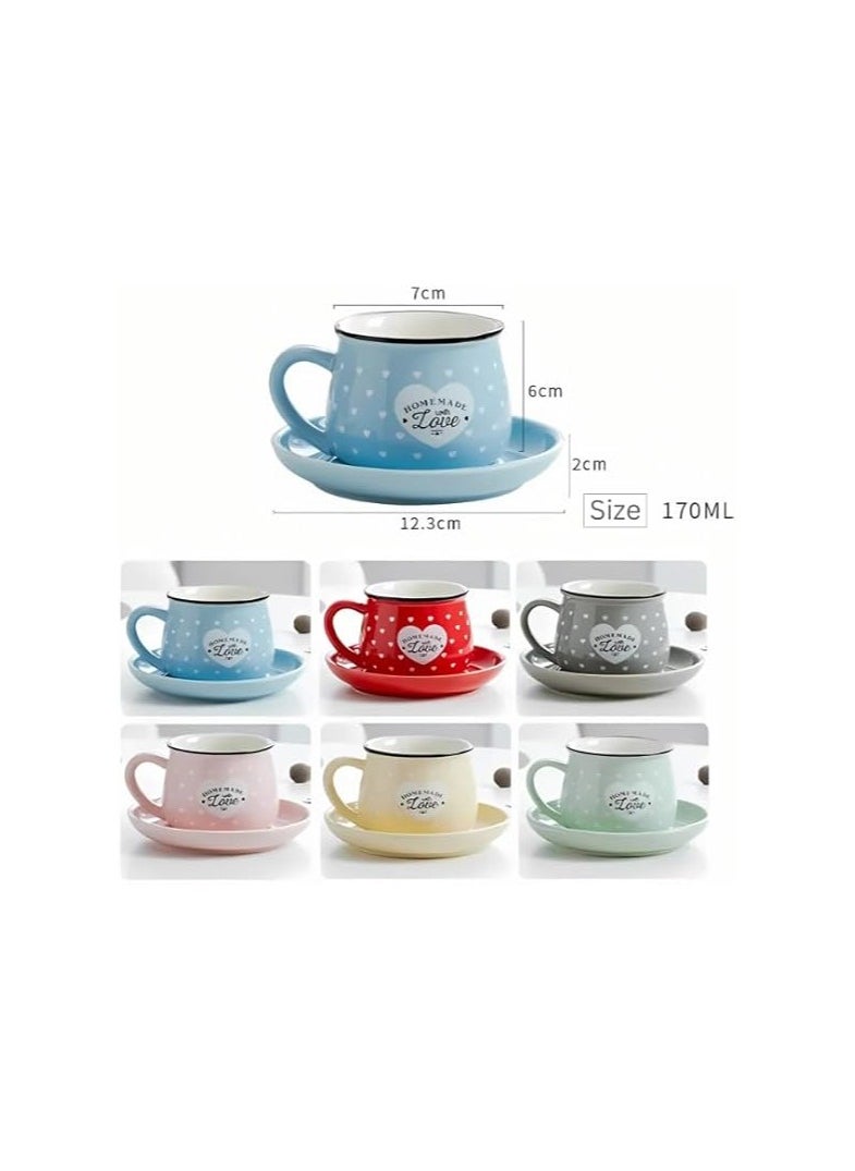 Generic - Porcelain Coffee Cups With Saucers Set of 12pcs- Cute Shape- Multicolor -170ml - Image 1