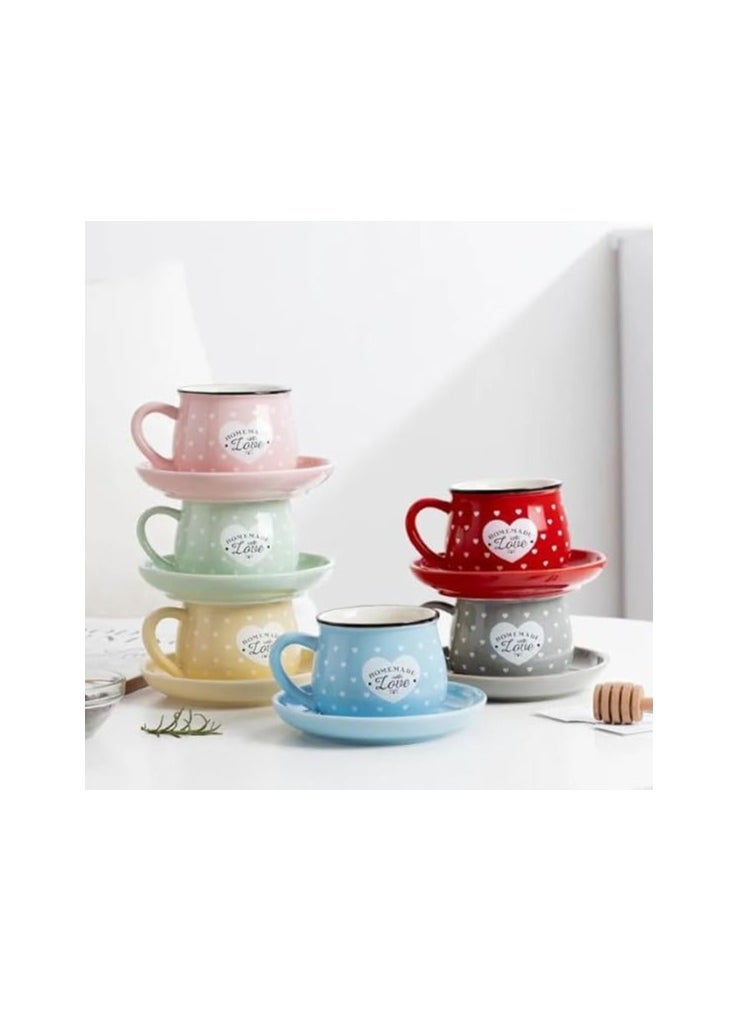 Generic - Porcelain Coffee Cups With Saucers Set of 12pcs- Cute Shape- Multicolor -170ml - Image 1