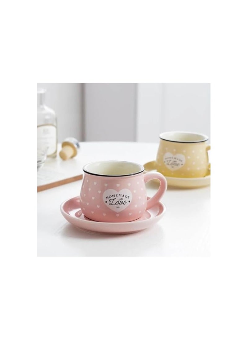 Generic - Porcelain Coffee Cups With Saucers Set of 12pcs- Cute Shape- Multicolor -170ml - Image 1
