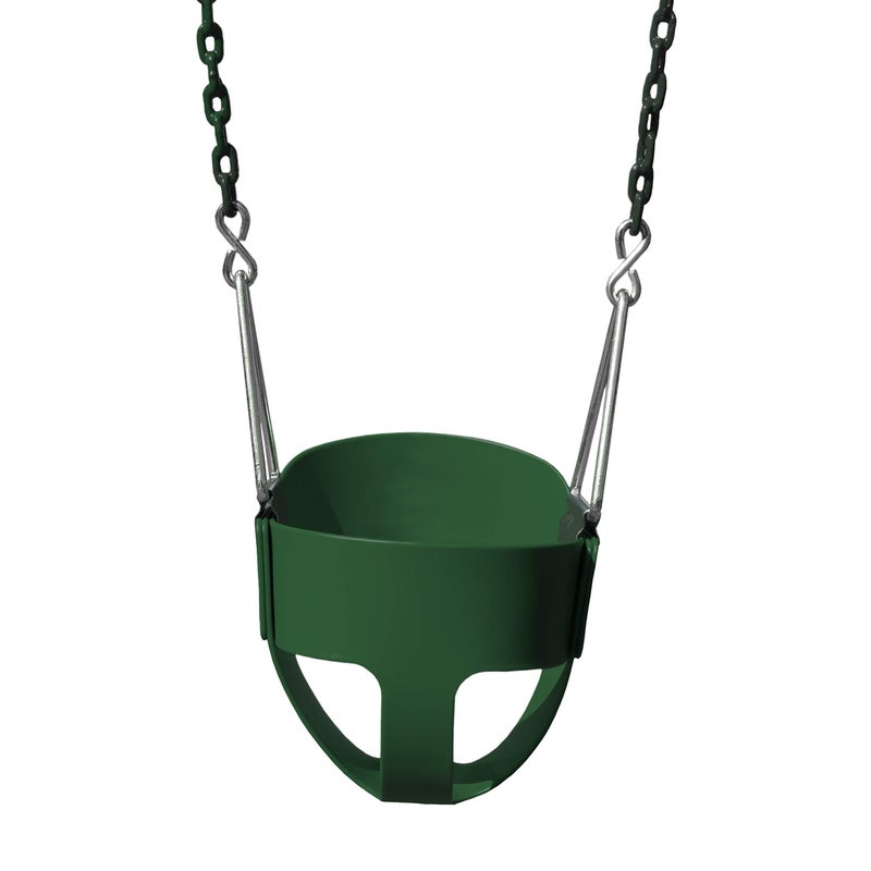 Gorilla Playsets 04-0008-G/G Full Bucket Toddler Swing, Bucket, Green 60" Plastic Coated Chains, 50 Lb Capacity - Image 1