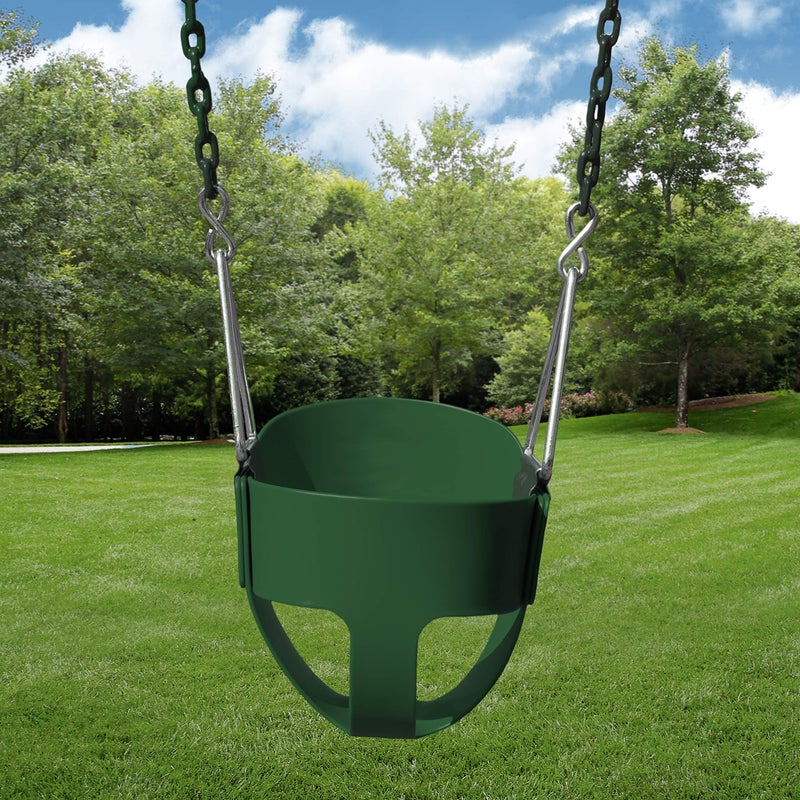 Gorilla Playsets 04-0008-G/G Full Bucket Toddler Swing, Bucket, Green 60" Plastic Coated Chains, 50 Lb Capacity - Image 2