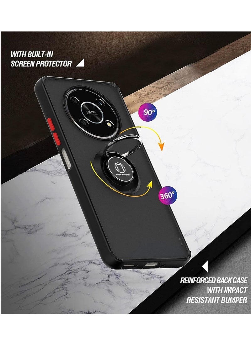 BORTONY HONOR X9 Case Cover Metal Ring Holder Grip Kickstand   Case Magnetic Car Mount Shockproof Matte Hard Back Bumper Case for HONOR X9 - Image 3
