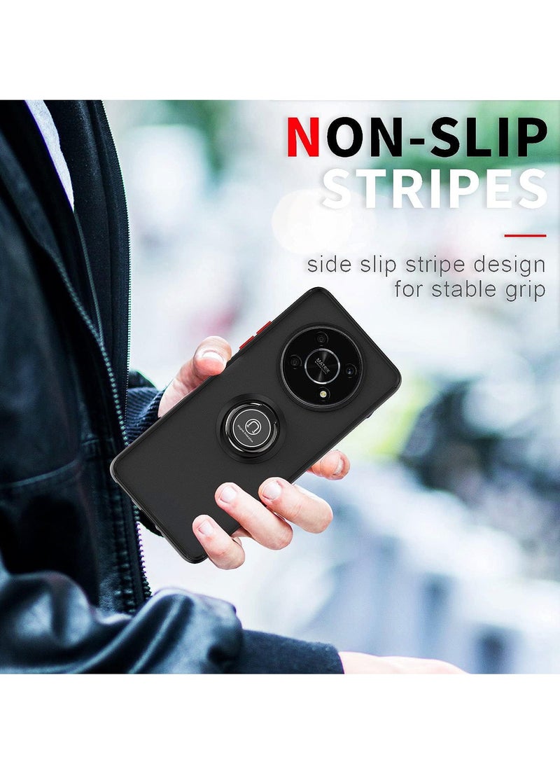 BORTONY HONOR X9 Case Cover Metal Ring Holder Grip Kickstand   Case Magnetic Car Mount Shockproof Matte Hard Back Bumper Case for HONOR X9 - Image 4