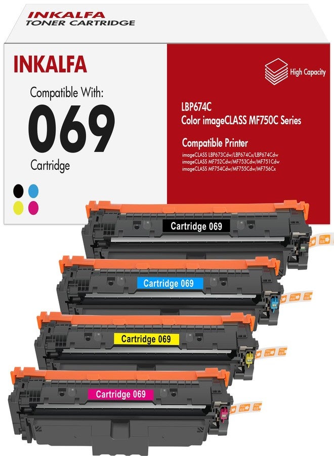 inkalfa 069 069H Toner Cartridge Set MF753Cdw Toner Compatible Replacement for Canon 069 069H for Canon Color ImageCLASS MF753Cdw MF751Cdw LBP674Cdw MF753 Printer Ink 4 Pack |Black Cyan Magenta Yellow| - Image 1