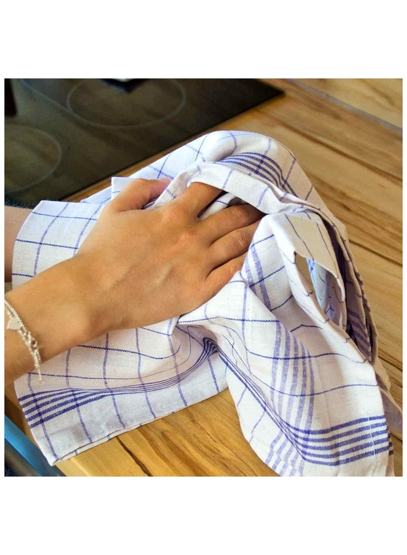 BYFT Orchard Jumbo Kitchen Towel(60x80Cm) White with Blue Lines-Set of 6  - Image 5