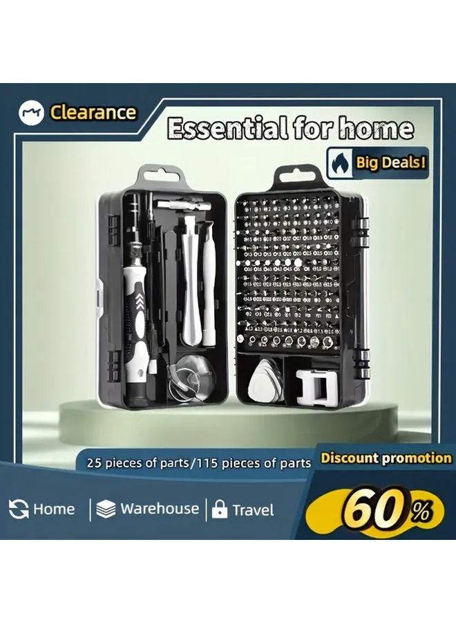 ترقية بلاك 115 في 1 مجموعة مفك براغي دقيق من الفولاذ المقاوم للصدأ، طقم إصلاح الهواتف والأجهزة اللوحية - Image 3