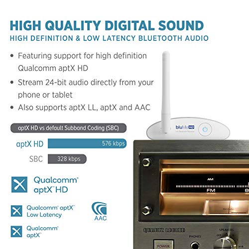 Auris Blume HD Long Range Bluetooth 5.3 Music Receiver Hi-Fi Audio Adapter with Audiophile DAC, LDAC & AptX HD for Home Stereo, AV Receiver or Amplifier - Image 4