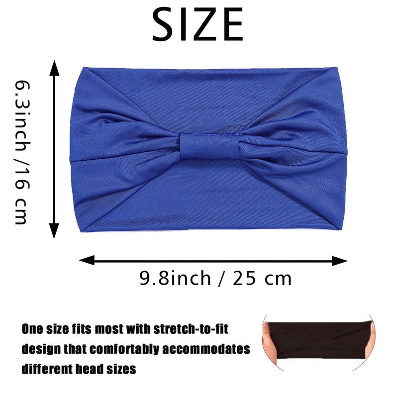 Woeoe Headbands for Women, Wide Headband for Women, Stretchy Workout Hair Bands, 4-Pack, Black, Bow Style - Image 4