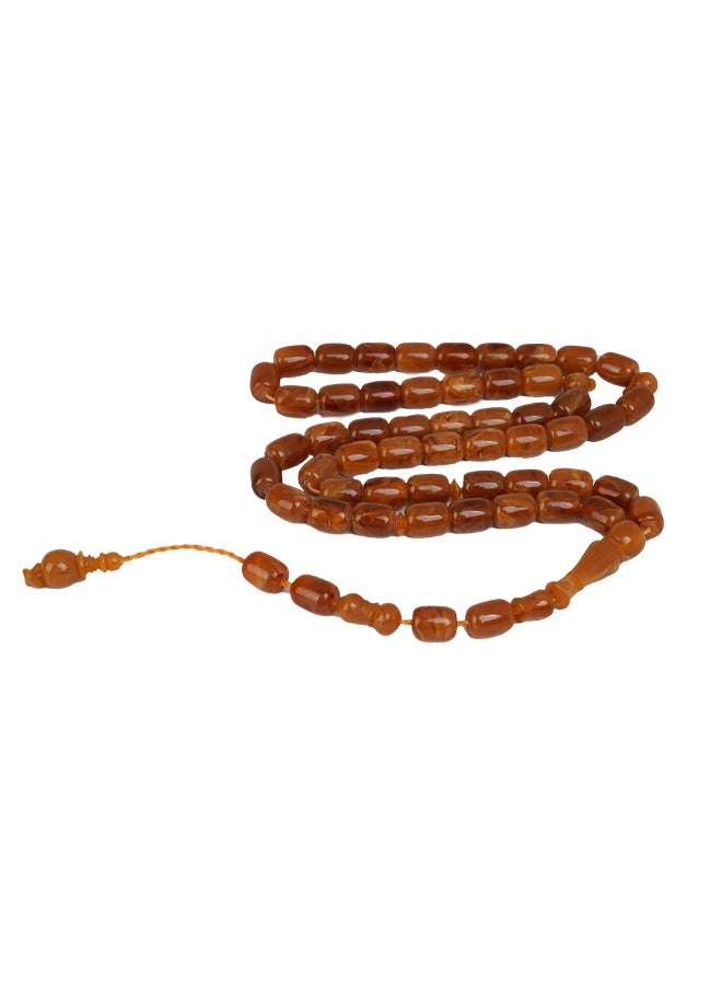 R.S Polish Amber Dust Prayer Beads, Barrel Story, 51 Brown-Colored Beads - Image 3