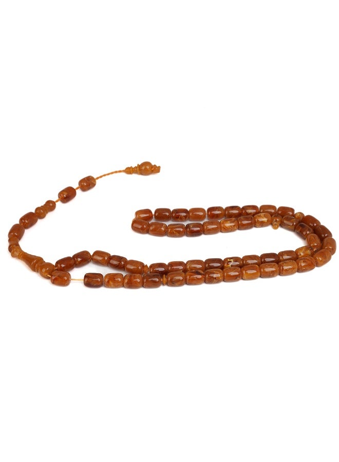 R.S Polish Amber Dust Prayer Beads, Barrel Story, 51 Brown-Colored Beads - Image 5