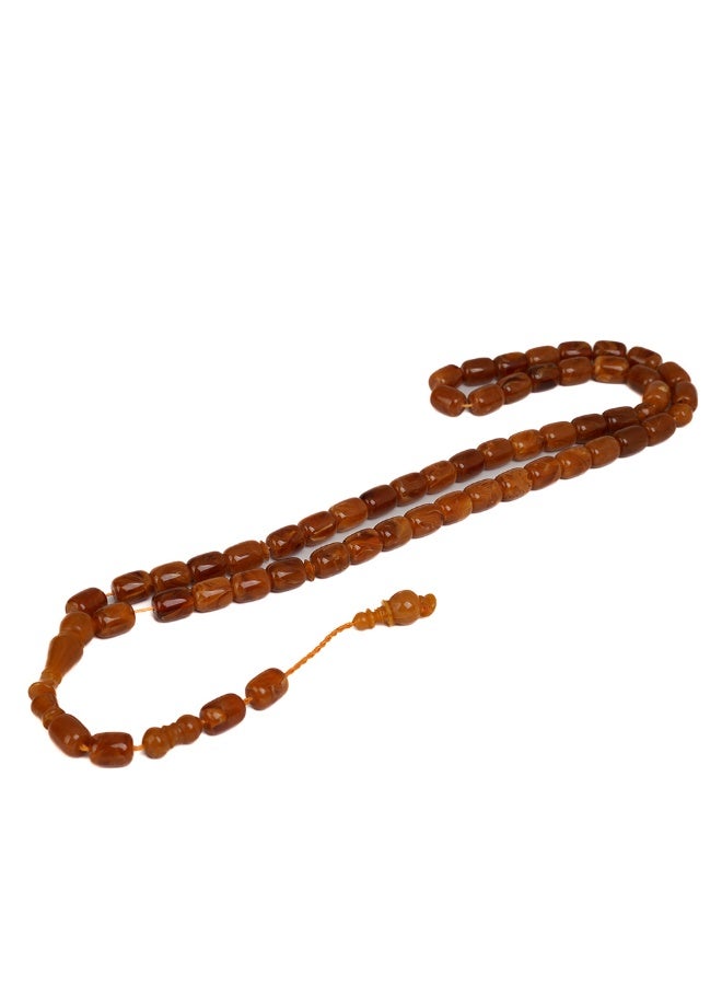R.S Polish Amber Dust Prayer Beads, Barrel Story, 51 Brown-Colored Beads - Image 2