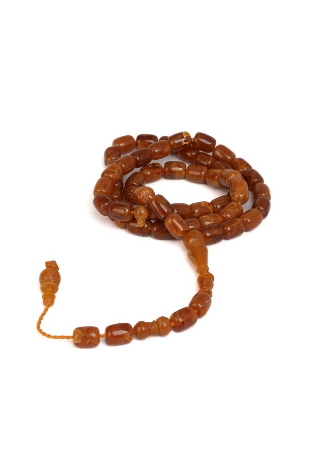 R.S Polish Amber Dust Prayer Beads, Barrel Story, 51 Brown-Colored Beads - Image 4
