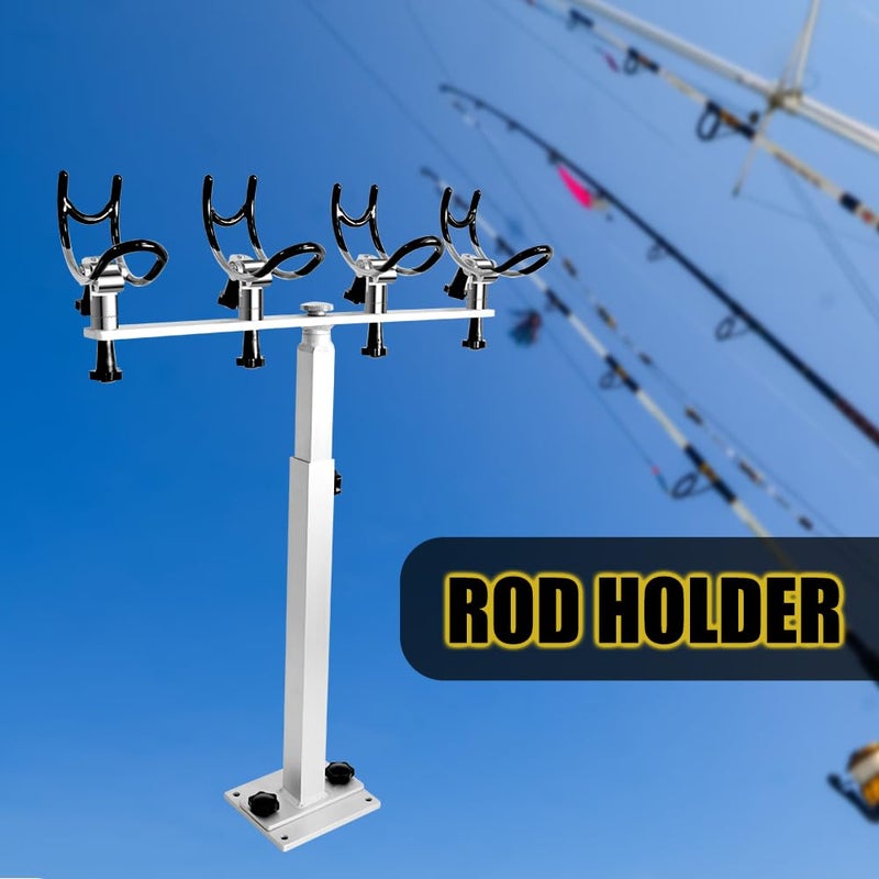 Mojiate Made PVC Coated Aluminum Fishing Rod Holder for Boat Anglers Marine Fishing Pole Rack with Mounting Plate and 360 Degree Rotation & Adjustable Height - Image 3