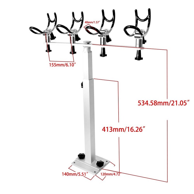 Mojiate Made PVC Coated Aluminum Fishing Rod Holder for Boat Anglers Marine Fishing Pole Rack with Mounting Plate and 360 Degree Rotation & Adjustable Height - Image 2