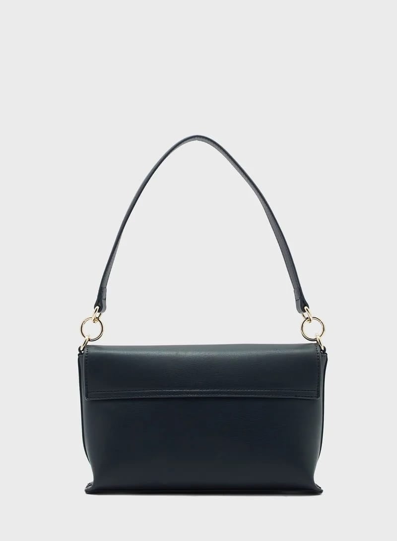 Hilfiger Denim Tommy Hilfiger Women's Flap Handbag with Top Handle & Adjustable Crossbody Strap – Navy - Image 2