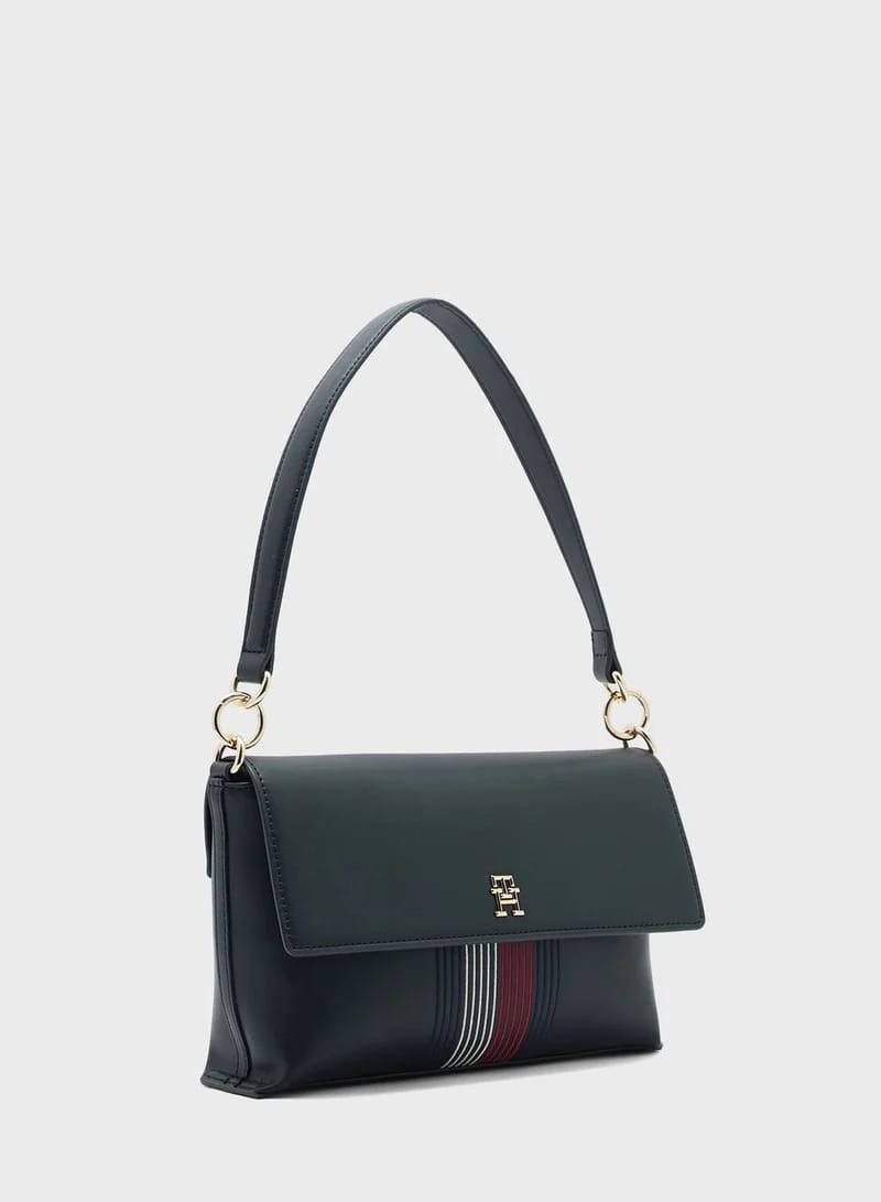 Hilfiger Denim Tommy Hilfiger Women's Flap Handbag with Top Handle & Adjustable Crossbody Strap – Navy - Image 3