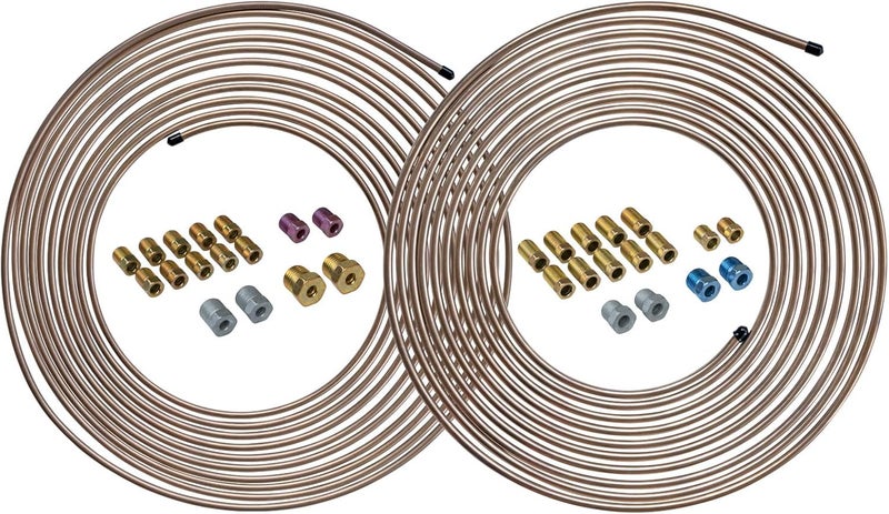 4LIFETIMELINES Copper-Nickel Alloy Brake Line Tubing Coil and Fitting Kits, 3/16 & 1/4, 25 ft, 2 Kits - Image 2