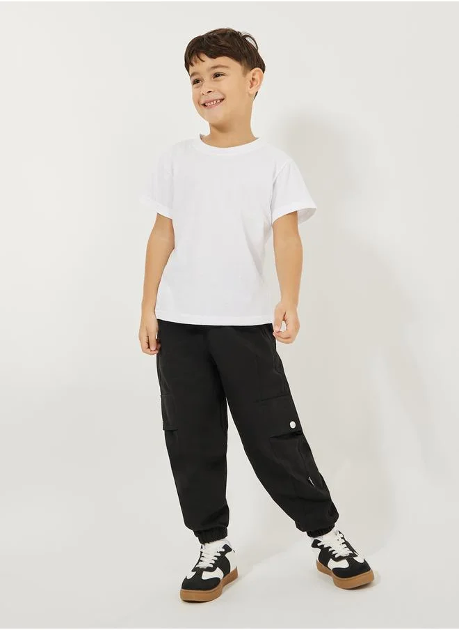 Styli Plain Elastic Waistband Cargo Pants