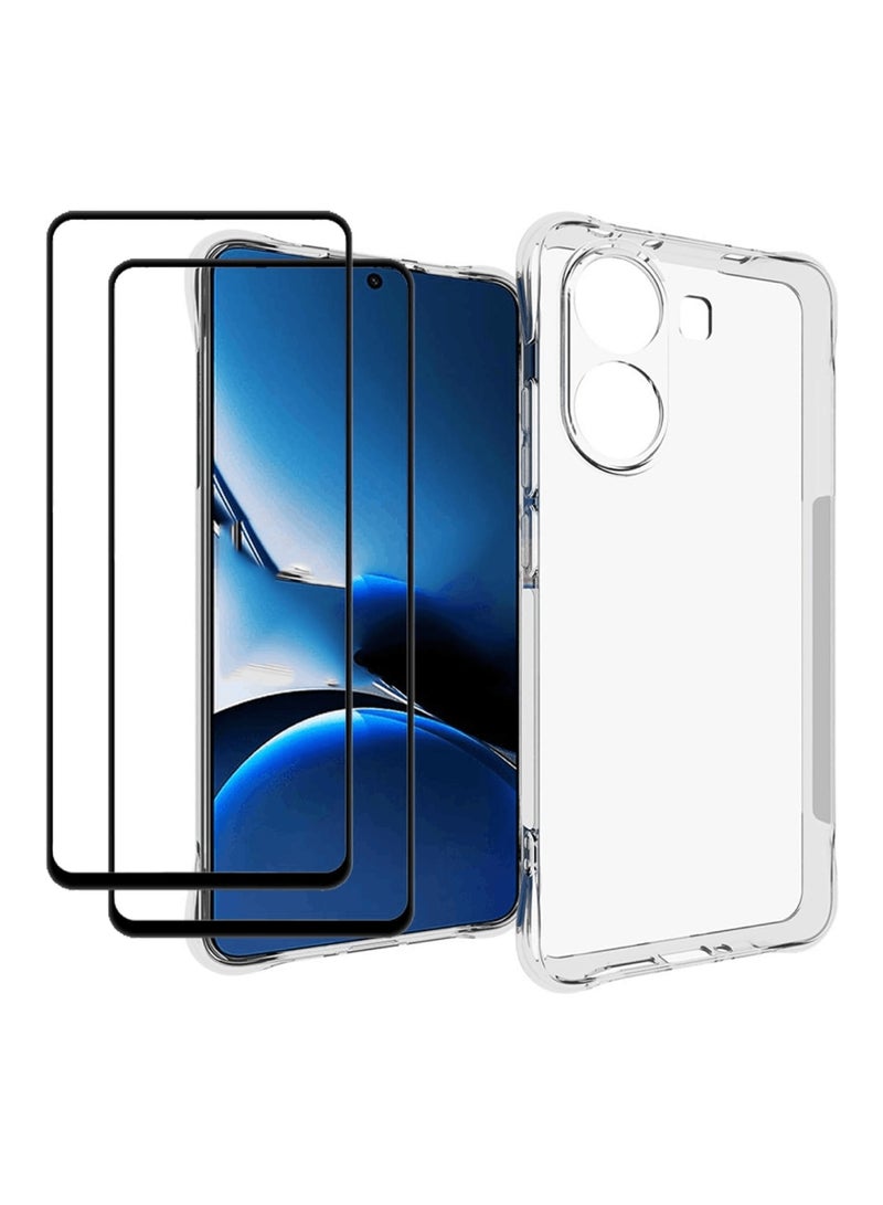 اووكاي [1+2] جراب Xiaomi Poco X7 Pro 5G مع واقي شاشة (قطعتين)، ممتص صدمات رفيع من مادة TPU بحافة ناعمة مع زوايا معززة غطاء واقٍ شفاف (شفاف) - Image 1