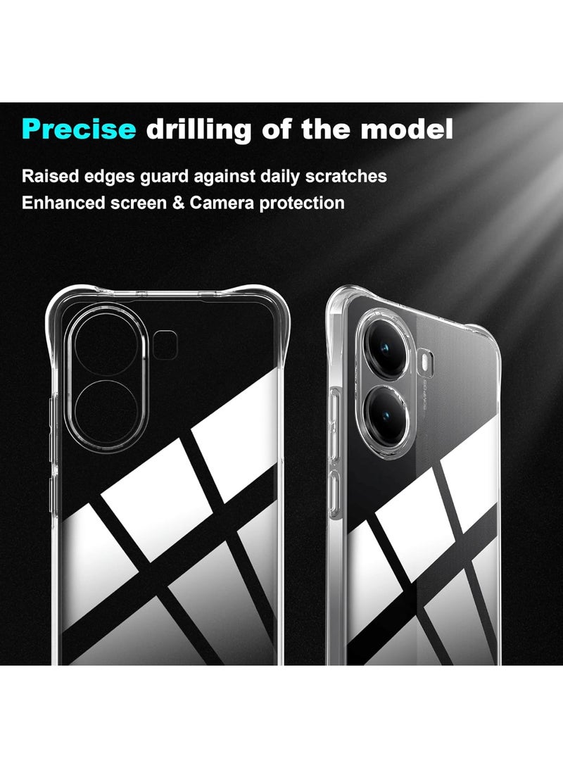 اووكاي [1+2] جراب Xiaomi Poco X7 Pro 5G مع واقي شاشة (قطعتين)، ممتص صدمات رفيع من مادة TPU بحافة ناعمة مع زوايا معززة غطاء واقٍ شفاف (شفاف) - Image 3