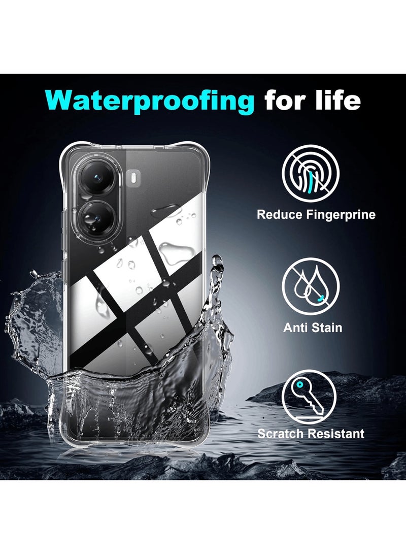 اووكاي [1+2] جراب Xiaomi Poco X7 Pro 5G مع واقي شاشة (قطعتين)، ممتص صدمات رفيع من مادة TPU بحافة ناعمة مع زوايا معززة غطاء واقٍ شفاف (شفاف) - Image 2