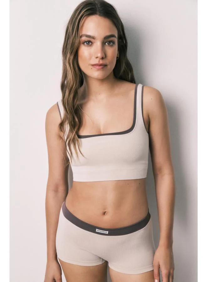 Women'secret Beige seamless ribbed long top