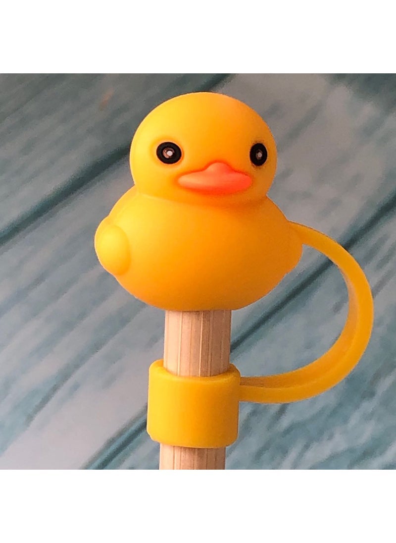 Generic Stainless Steel Straw Caps Universal Dust-Proof Yellow Duck