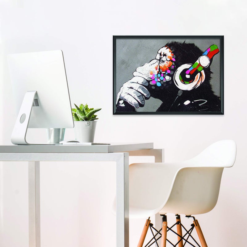 Decords Banksy Monkey Graffiti Wall Art Poster For Guys - Gamer Room Music Decor - Cuadros De Pared De Sala Modernos Pare Decorativos - 22x16 inches  - Image 1