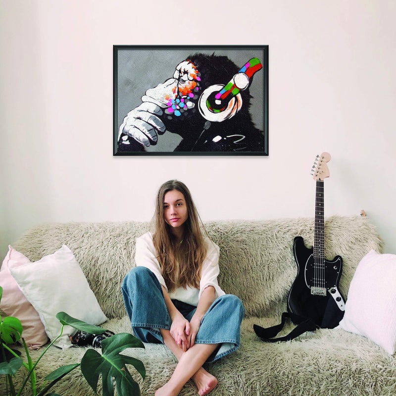 Decords Banksy Monkey Graffiti Wall Art Poster For Guys - Gamer Room Music Decor - Cuadros De Pared De Sala Modernos Pare Decorativos - 22x16 inches  - Image 5