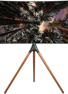 SKY-TOUCH SKY-TOUCH 45"-65" TV Stand Easel with Tripod Base, Height Adjustable Swivel TV Floor Stand, Dark Walnut Legs,for LED LCD Screens, Max VESA 600x400mm, 77lbs Capacity,(Install Manual Included)  - Image 1