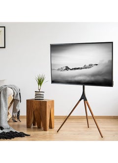 SKY-TOUCH SKY-TOUCH 45"-65" TV Stand Easel with Tripod Base, Height Adjustable Swivel TV Floor Stand, Dark Walnut Legs,for LED LCD Screens, Max VESA 600x400mm, 77lbs Capacity,(Install Manual Included)  - Image 4