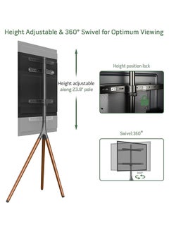 SKY-TOUCH SKY-TOUCH 45"-65" TV Stand Easel with Tripod Base, Height Adjustable Swivel TV Floor Stand, Dark Walnut Legs,for LED LCD Screens, Max VESA 600x400mm, 77lbs Capacity,(Install Manual Included)  - Image 5