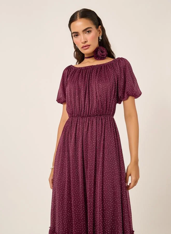 Styli Polka Dot Maxi Dress