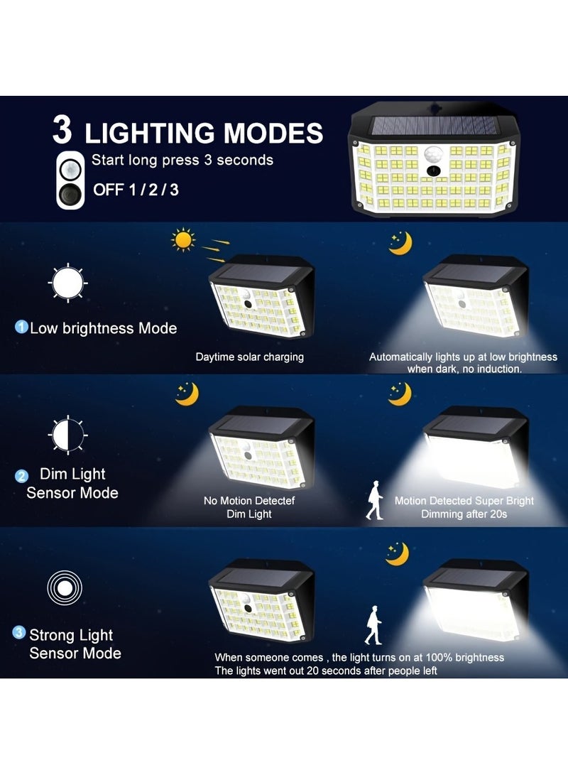 AROAQ 176LED Smart Wall Solar Light with Motion Sensor for Outdoor Garden 3 Modes Street Lamp for Yard Path Wall Lamp Garage Garden - Image 5