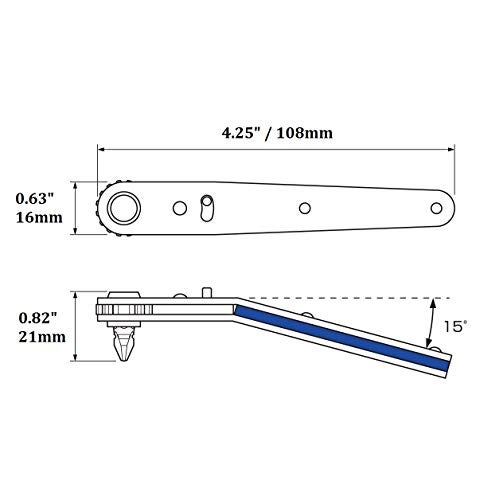 ANEX Ultra Low Profile Offset Ratcheting Screwdriver 90 Degree For Tight Area (Magnetic 2 Bits Set) Downwards Angled Head, Blue - Image 3