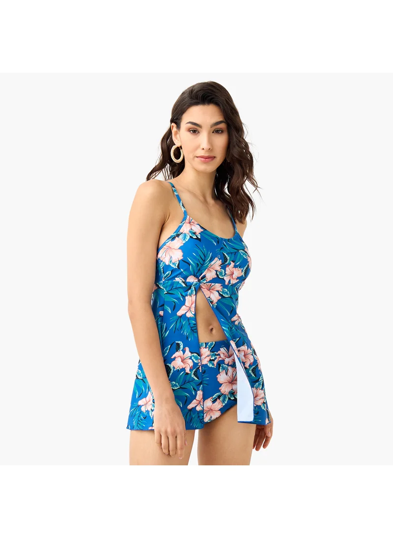 سبلاش فيڤ Floral Print Strappy Swim Top and Briefs Set