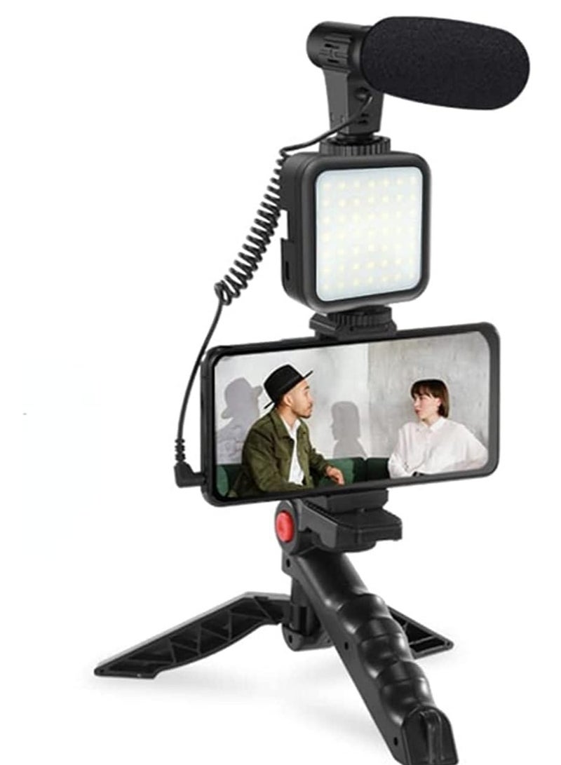 ELTRAZONE Smartphone & Camera Vlogging Studio Kits Video Shooting Photography Suit with Microphone LED Fill Light Mini Tripod  - Image 1